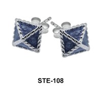 Enamel Quadrate Stud Earring STE-108